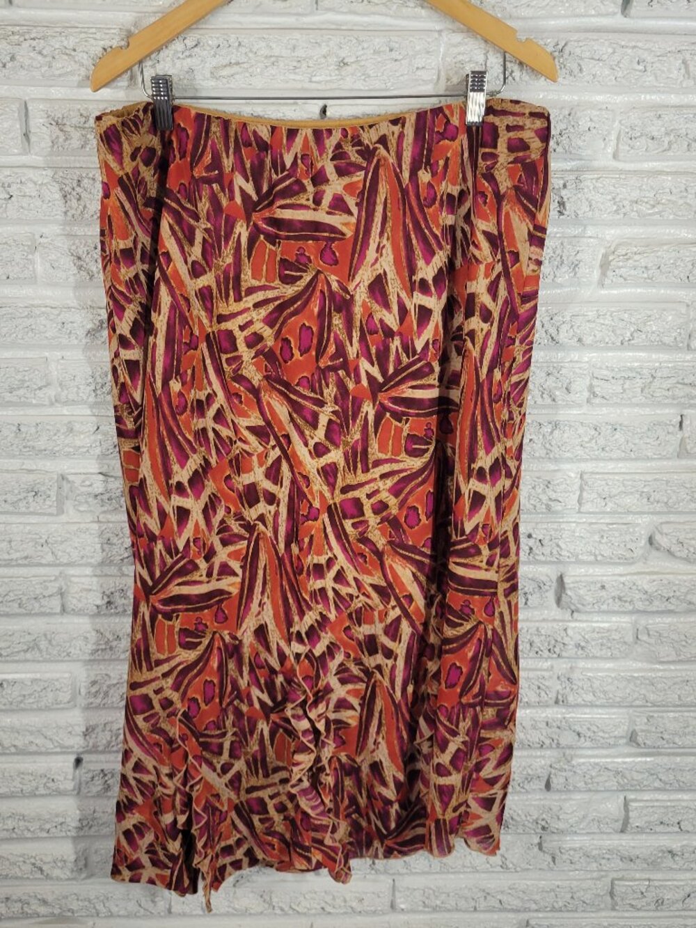 Ashley Stewart Geometric 20W Pencil Skirt Midi Multicolor Pull On Slit GEO33E
